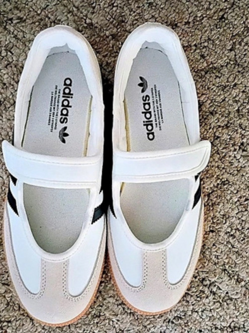 adidas Samba Jane White & Brown Strap Sneakers